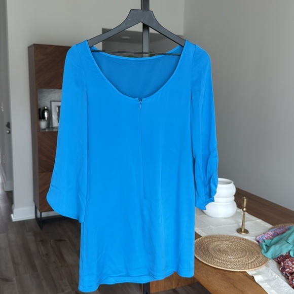 Milly NY Womens Stretch Silk Flutter Sleeve Mini Dress blue size 2 - Picture 4 of 6